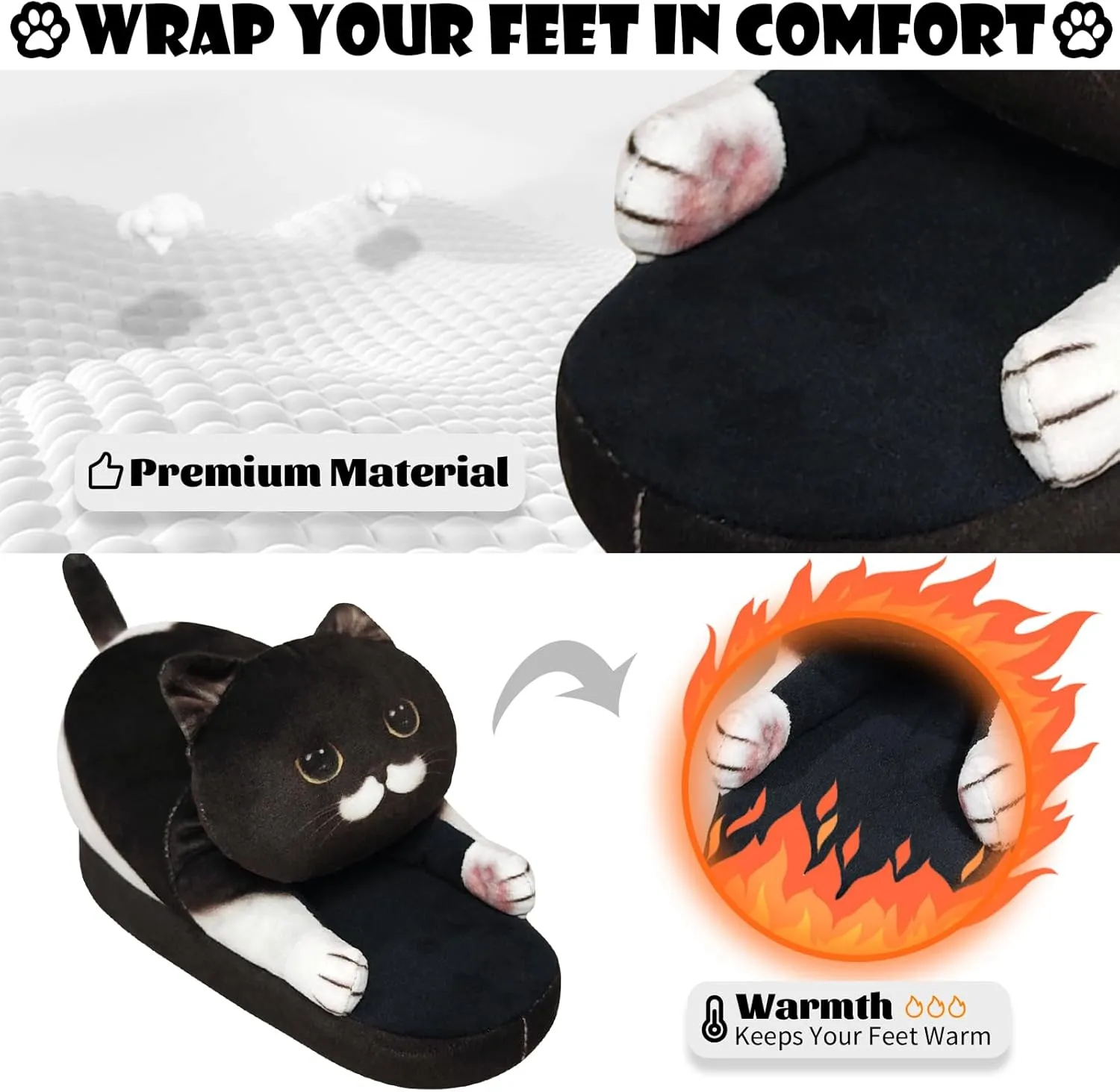 Cat Slippers for Kids, Indoor House Slippers,Non-slip Sole, Cute slippers with Cat, Cat Gifts for Girls Boys/Christmas/Halloween Gifts