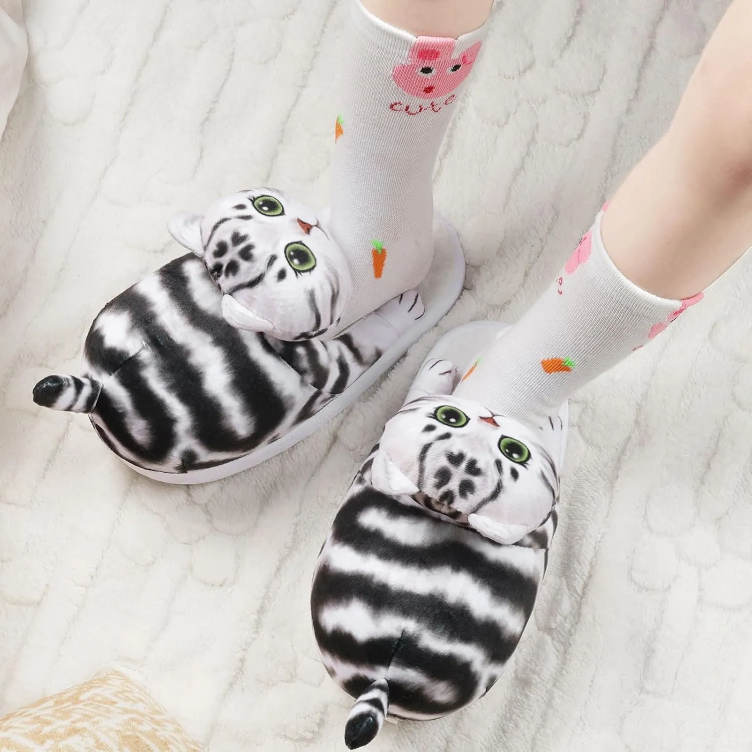 Cat Slippers for Kids, Indoor House Slippers,Non-slip Sole, Cute slippers with Cat, Cat Gifts for Girls Boys/Christmas/Halloween Gifts