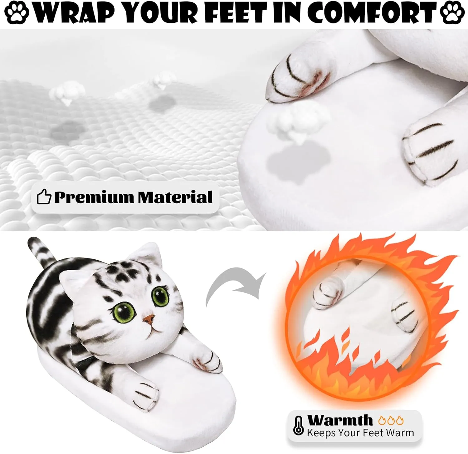 Cat Slippers for Kids, Indoor House Slippers,Non-slip Sole, Cute slippers with Cat, Cat Gifts for Girls Boys/Christmas/Halloween Gifts