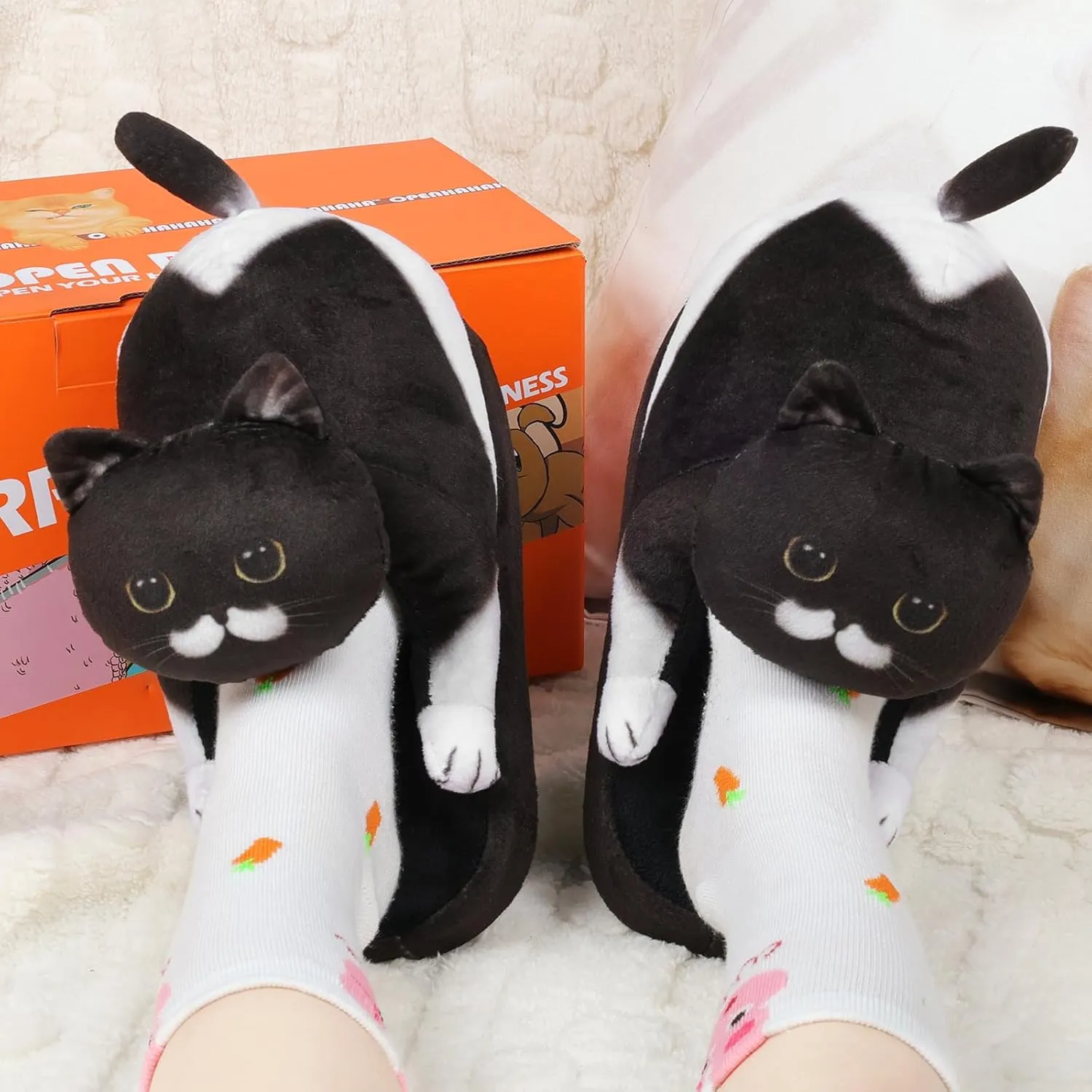Cat Slippers for Kids, Indoor House Slippers,Non-slip Sole, Cute slippers with Cat, Cat Gifts for Girls Boys/Christmas/Halloween Gifts