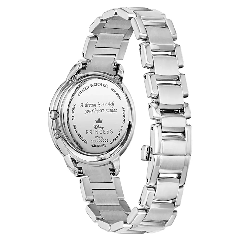 Citizen Eco-Drive Disney Princess Cinderella Diamond Accent Blue Dial Silver Stainless Steel Band Watch - EW5510-53N