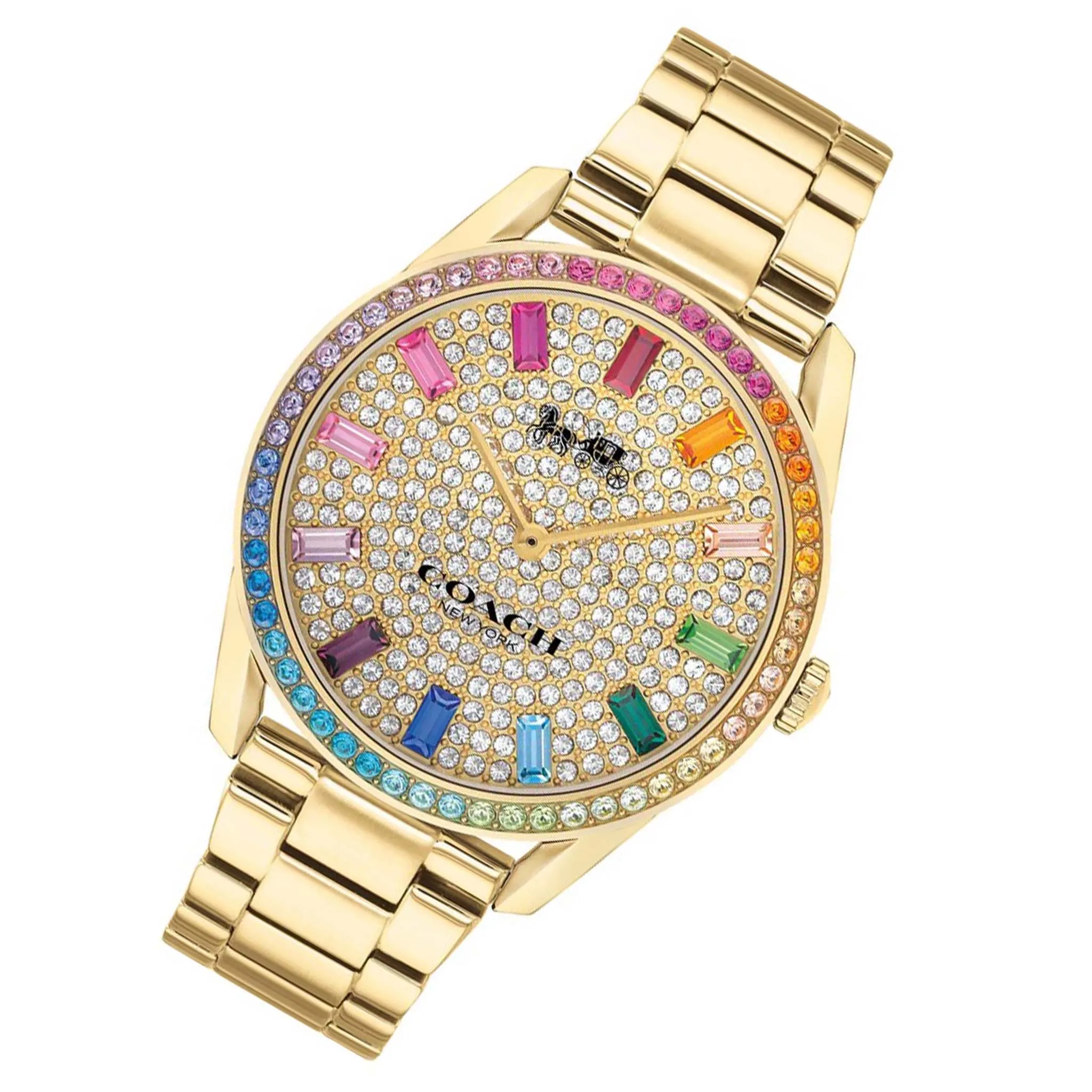 Coach Preston Rainbow Crystal and Gold Steel Women's Watch - 14503657