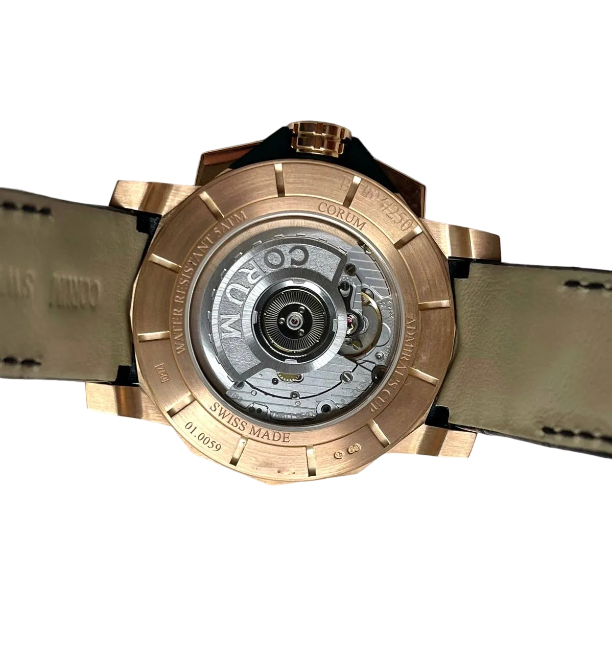 Corum Admirals Chronograph 18K Rose Gold & Ceramic & Diamonds Lady's Watch