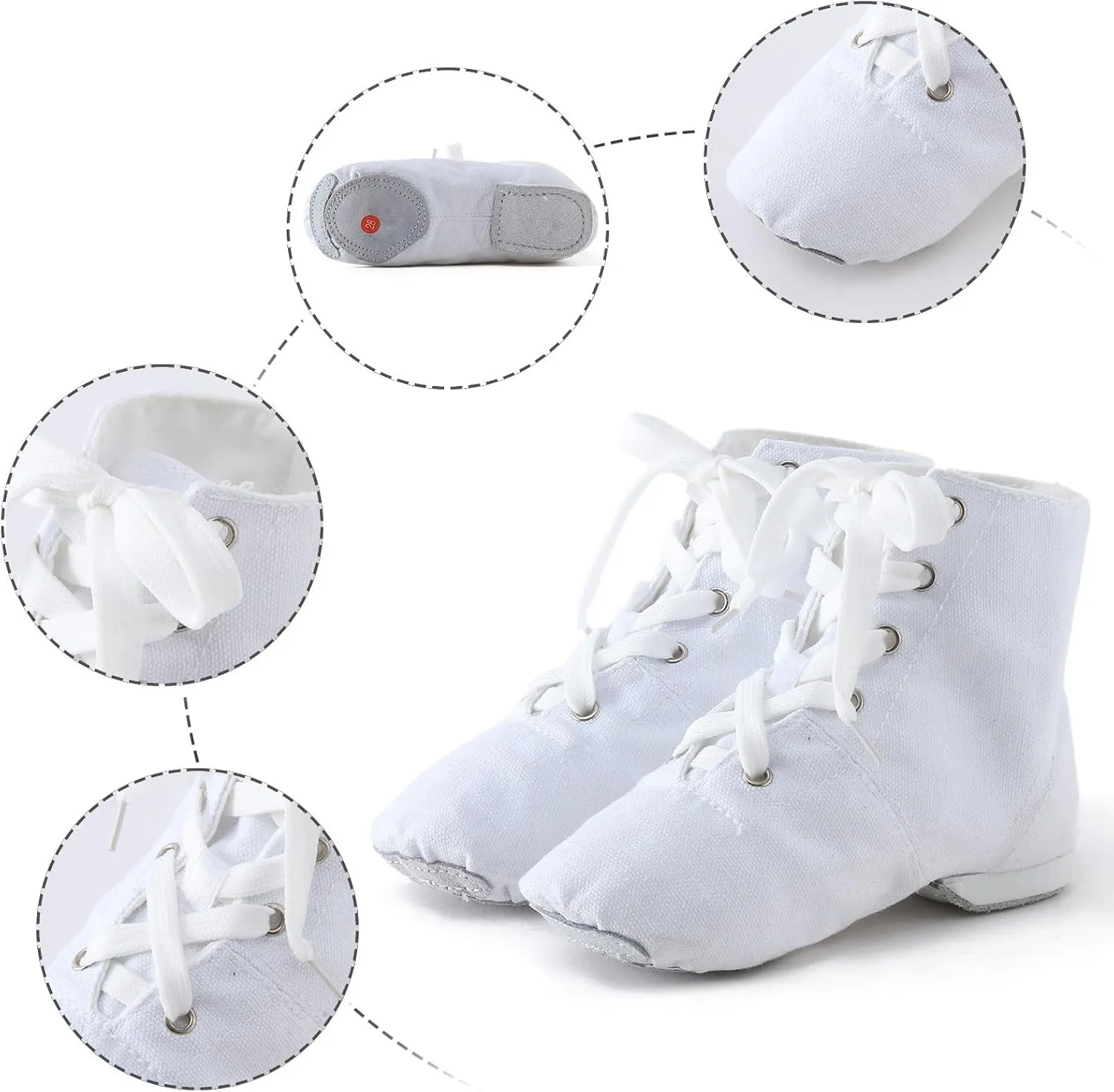 Dance Shoes for Girls Toddler Kids Jazz Boots Ballet Canvas Shoes Basic Simple Solid Color Lace Up Dancing Sneakers