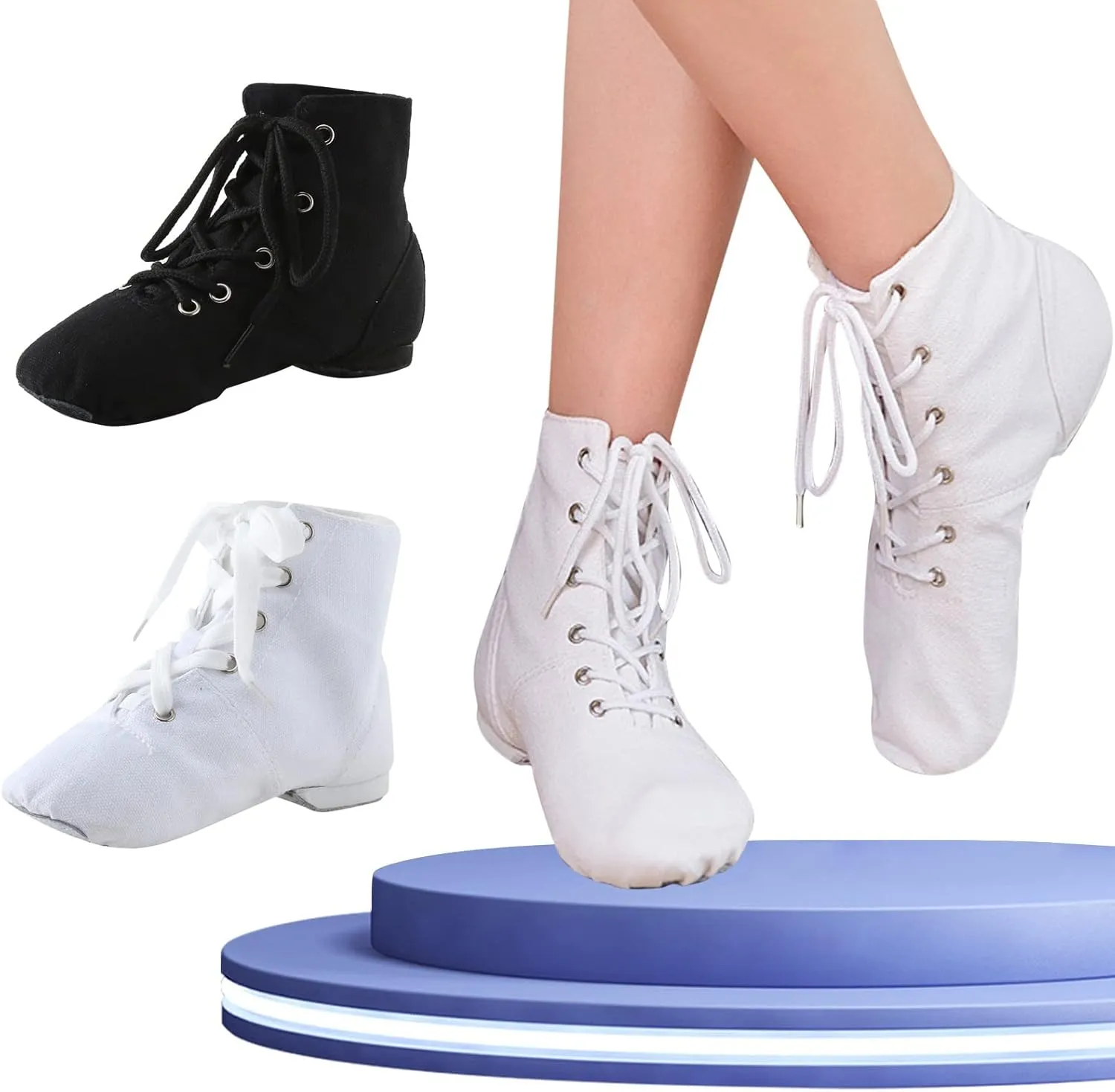 Dance Shoes for Girls Toddler Kids Jazz Boots Ballet Canvas Shoes Basic Simple Solid Color Lace Up Dancing Sneakers