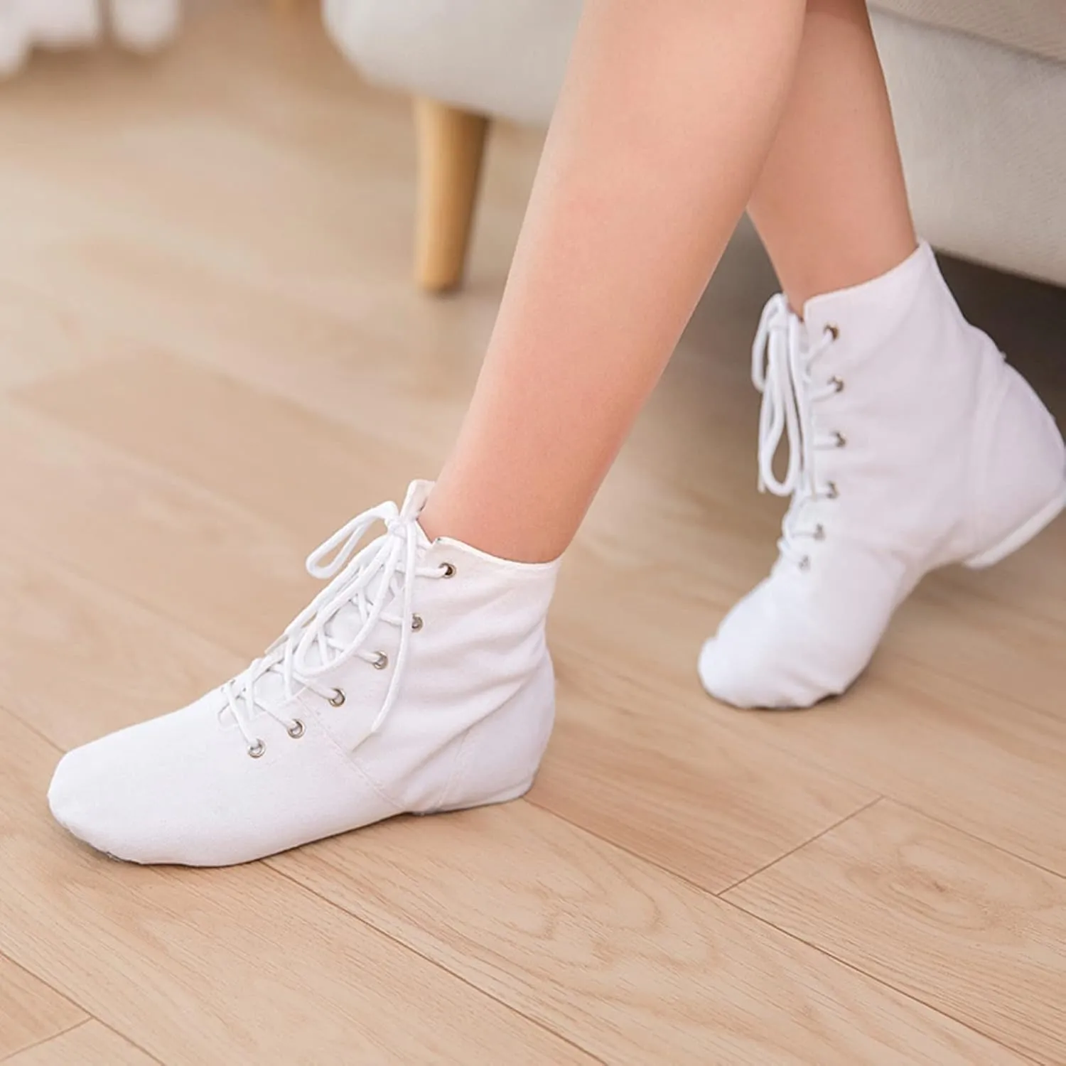 Dance Shoes for Girls Toddler Kids Jazz Boots Ballet Canvas Shoes Basic Simple Solid Color Lace Up Dancing Sneakers