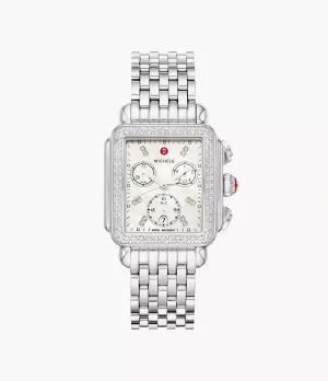 Deco Stainless Diamond Watch With MOP Dial