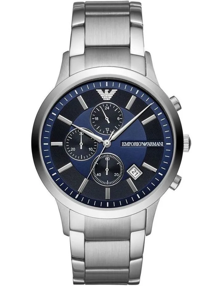 ElegantTime Stainless Steel Blue Chronograph Watch Model QZ43C22B5A