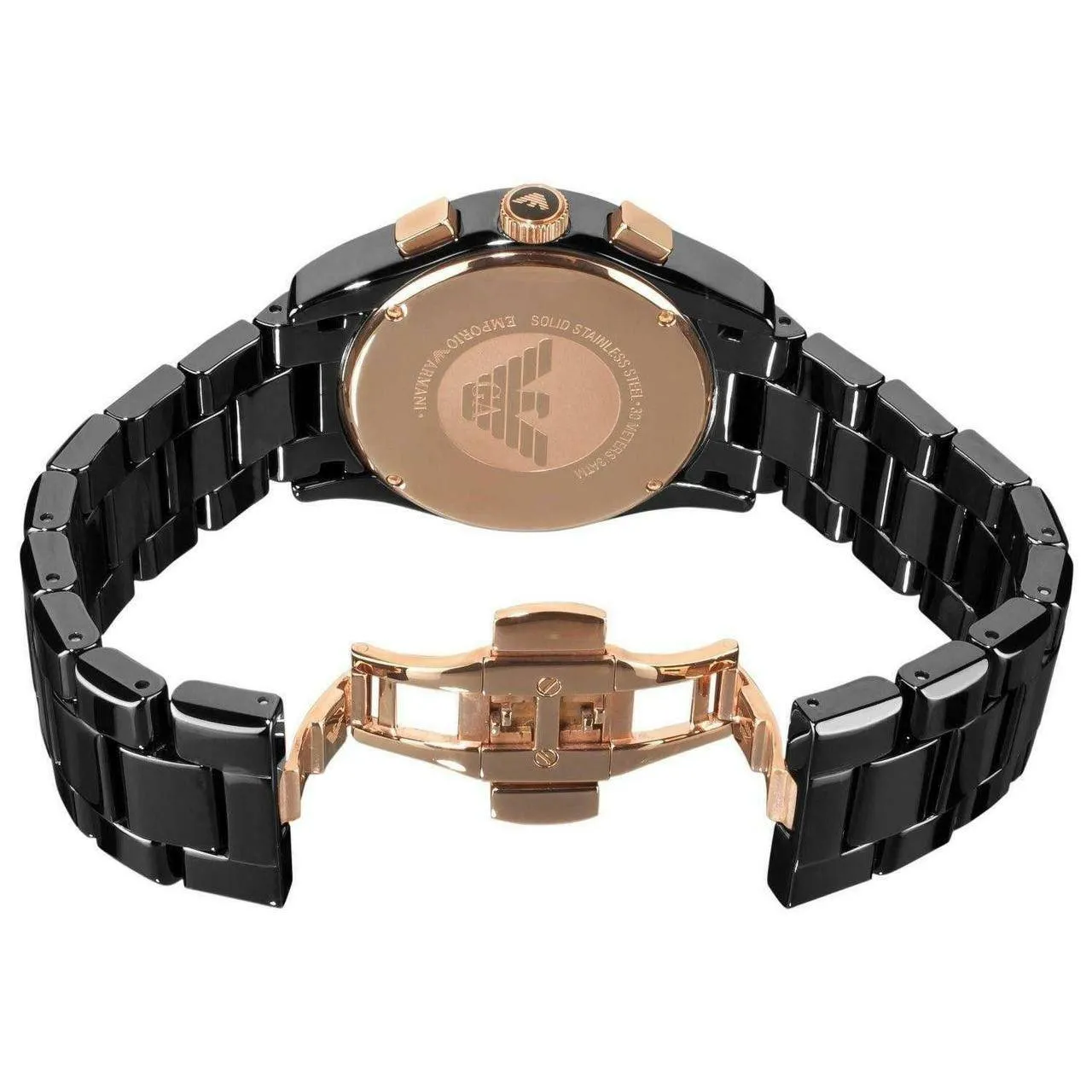 Emporio Armani Black Ceramic Chronograph Watch with Quartz SKU EA12345