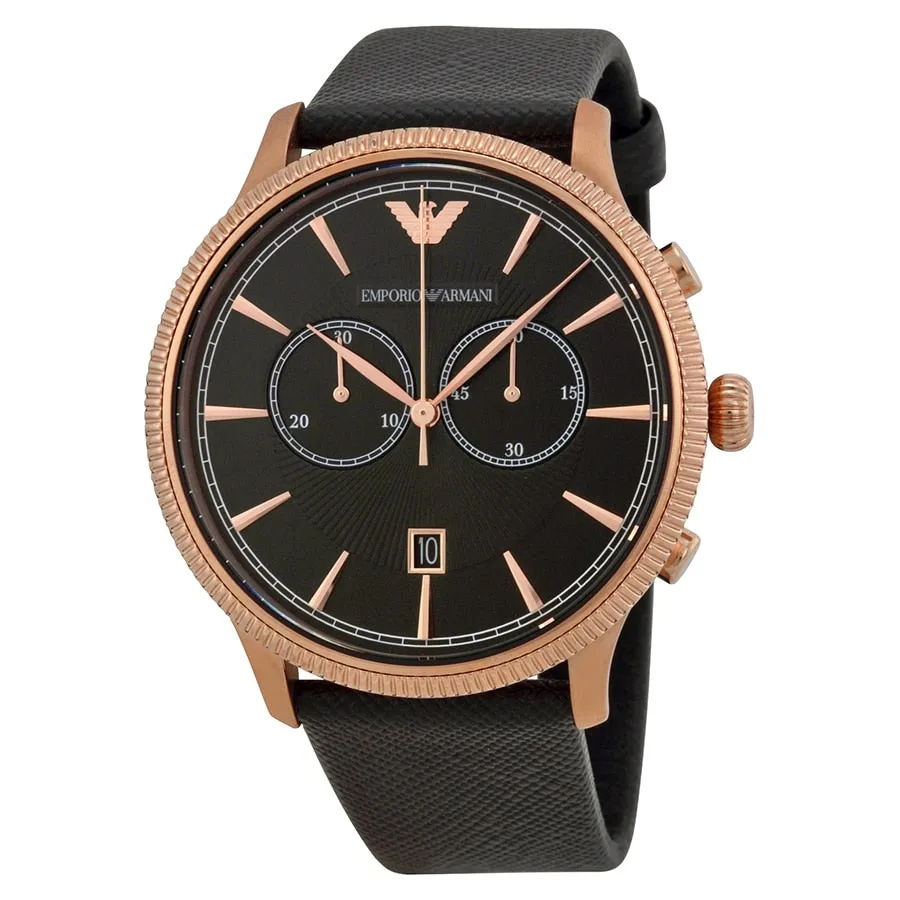 Emporio Armani Men's Elegant Black Chronograph Watch AR1792