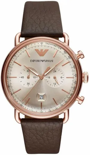 Emporio Armani Rose Gold Aviator Chronograph Timeless Design 12567