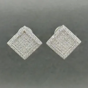 Estate 18K W Gold 2.89ctw G-H/VS2-SI2 Diamond Cluster Earrings
