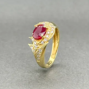 Estate 18K Y Gold 1.37ct Ruby & 0.20ctw H-I/VS1-2 Diamond Ring