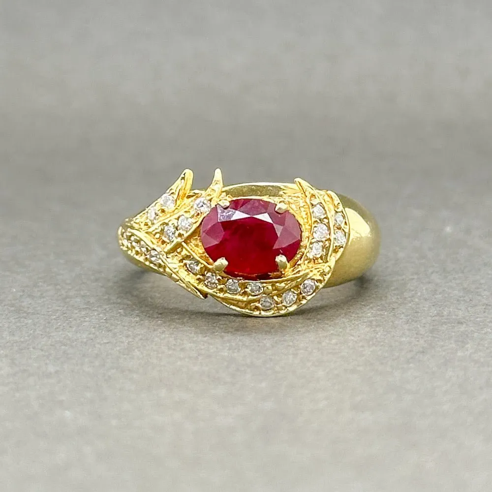 Estate 18K Y Gold 1.37ct Ruby & 0.20ctw H-I/VS1-2 Diamond Ring