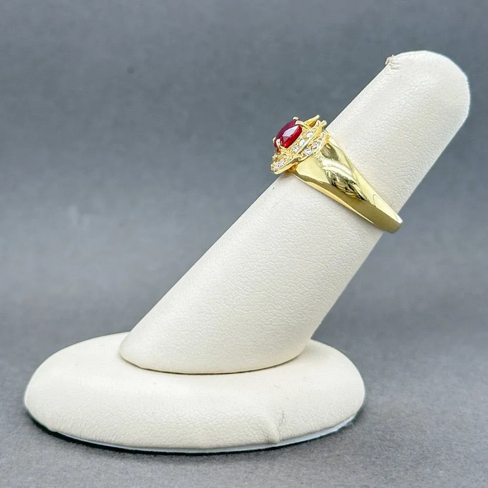 Estate 18K Y Gold 1.37ct Ruby & 0.20ctw H-I/VS1-2 Diamond Ring