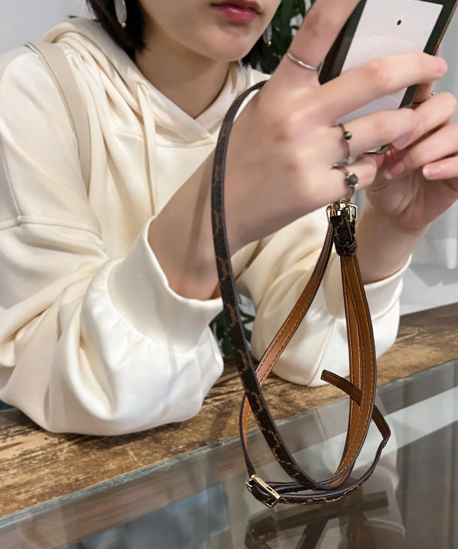 fake leather mobile strap