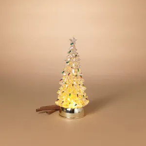 Festive 12.2 Inch Battery Operated Lighted Spinning Water Globe Tree with Timer
