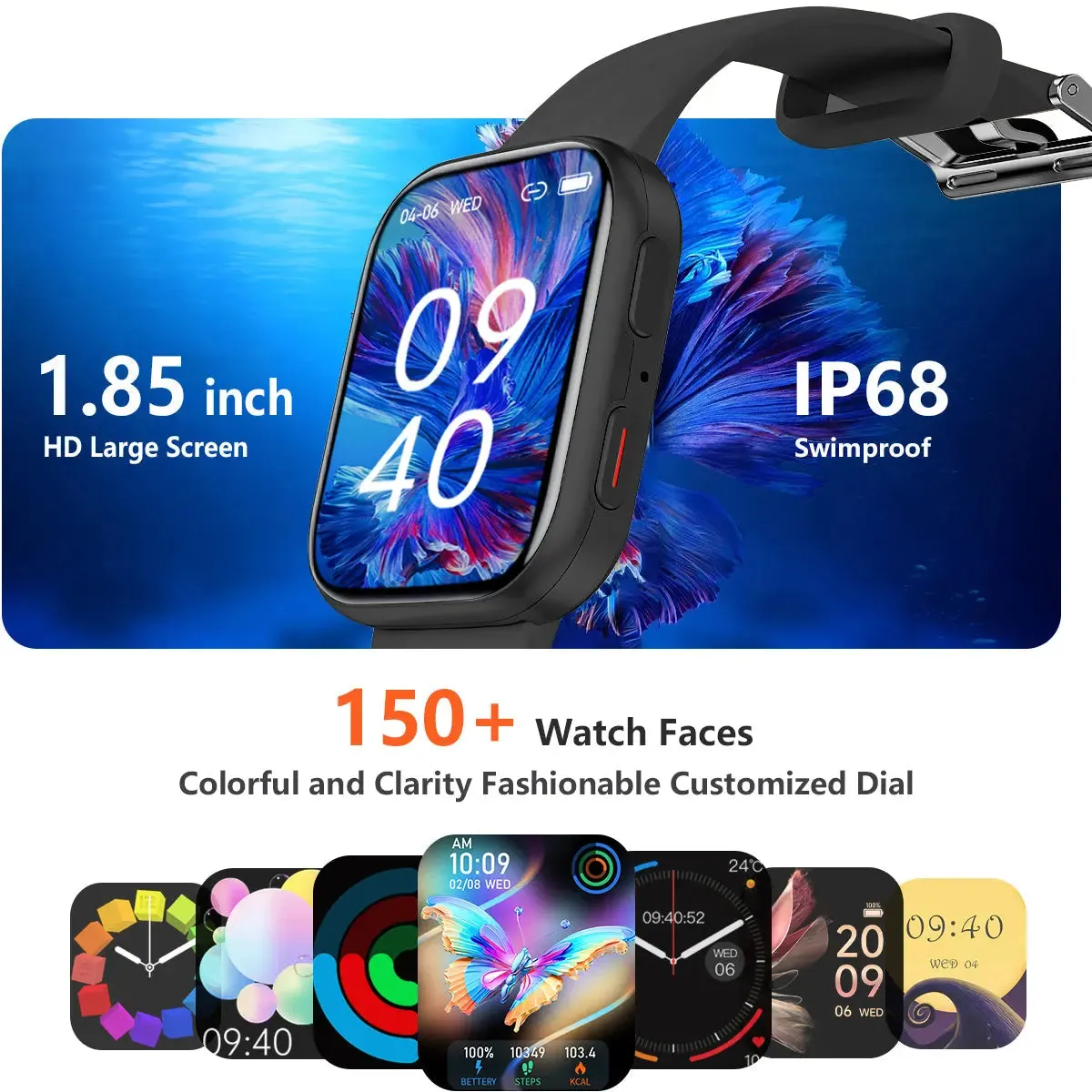FITVII HM57 Health & Fitness Tracker 2024  (Answer/Make Calls), Smart Watch with HR BP SPO2 Monitor