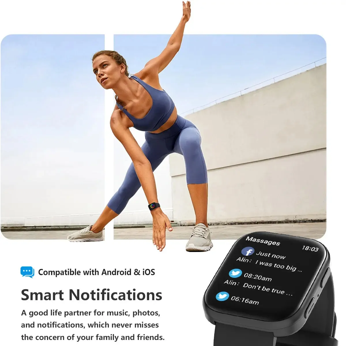 FITVII HM57 Health & Fitness Tracker 2024  (Answer/Make Calls), Smart Watch with HR BP SPO2 Monitor