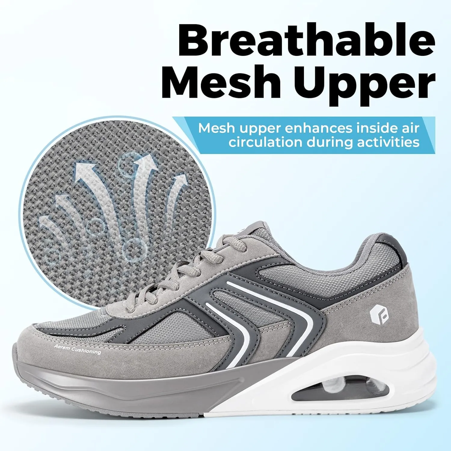 FitVille Men's Extra Wide Walking Shoes Wide Width Air Cushion Cross Training Sneakers for Heel Pain Relief Plantar Fasciitis - HeelAero V2