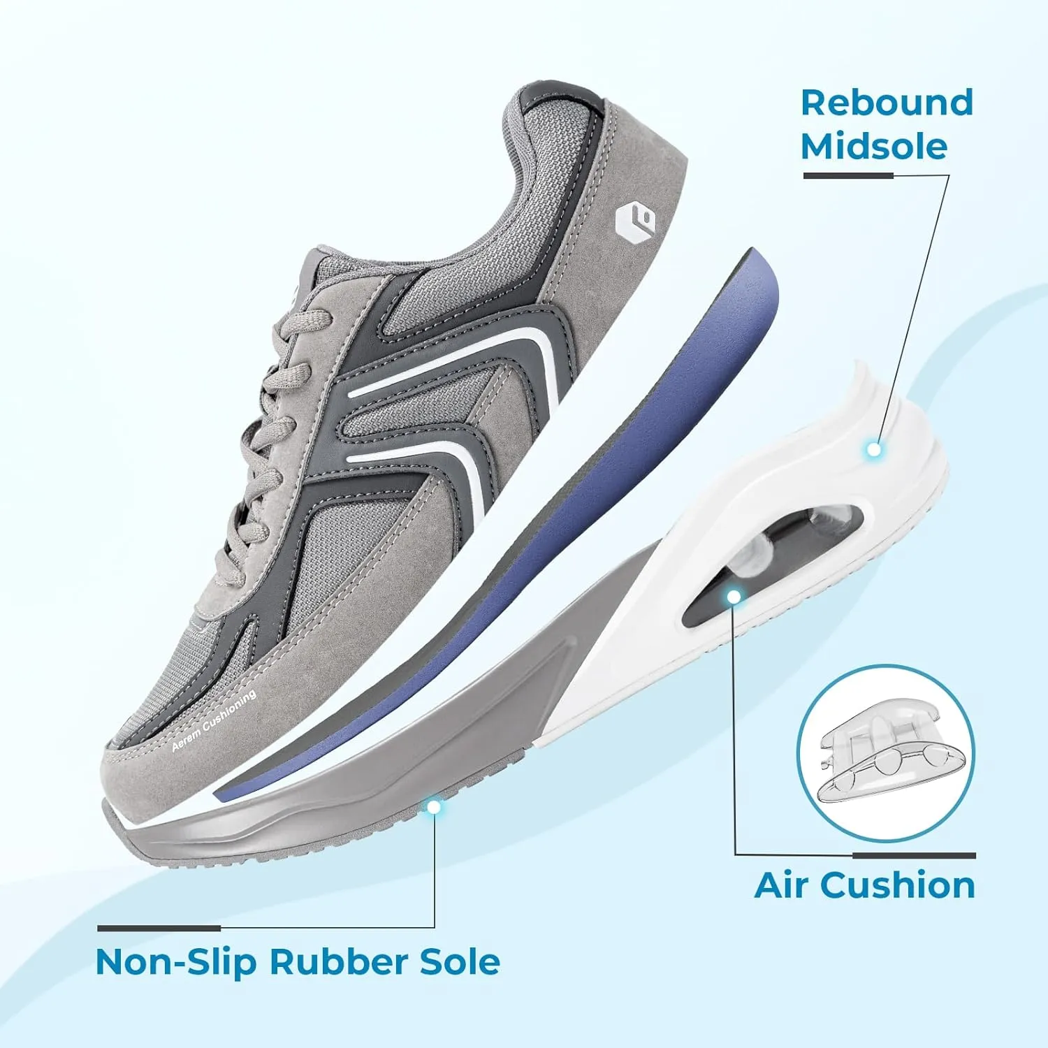 FitVille Men's Extra Wide Walking Shoes Wide Width Air Cushion Cross Training Sneakers for Heel Pain Relief Plantar Fasciitis - HeelAero V2