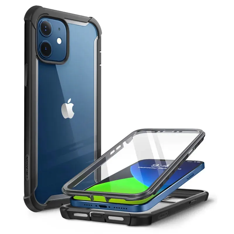 For Iphone 12 Mini 5.4 Inch 2020 Release Ares Full-Body Rugged Clear Bumper Case With Built-In Screen Protector