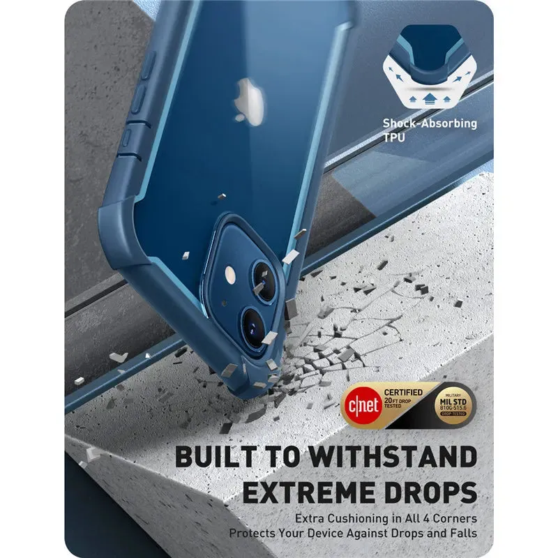 For Iphone 12 Mini 5.4 Inch 2020 Release Ares Full-Body Rugged Clear Bumper Case With Built-In Screen Protector