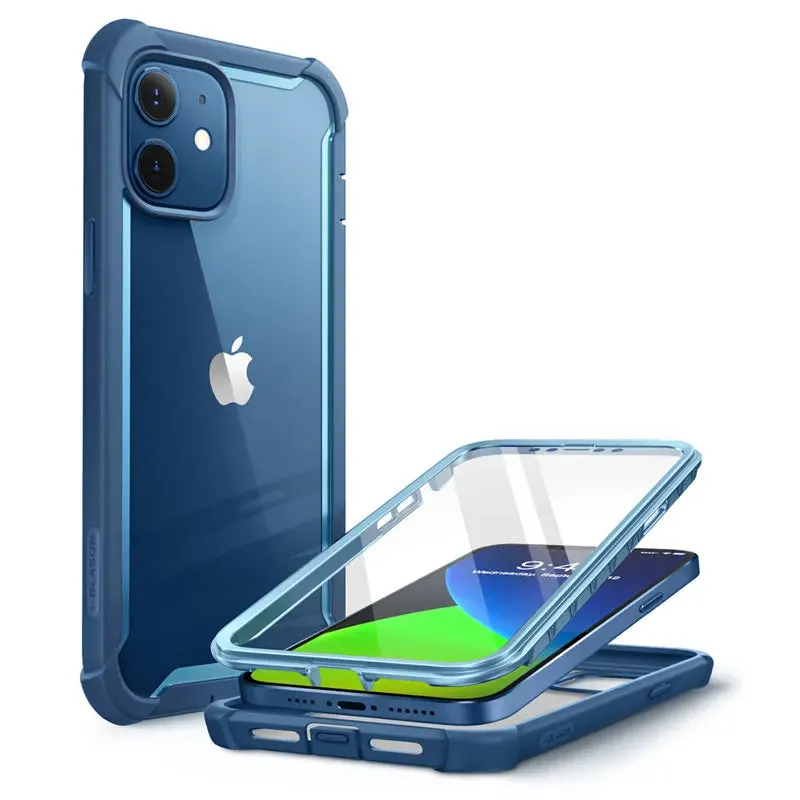 For Iphone 12 Mini 5.4 Inch 2020 Release Ares Full-Body Rugged Clear Bumper Case With Built-In Screen Protector