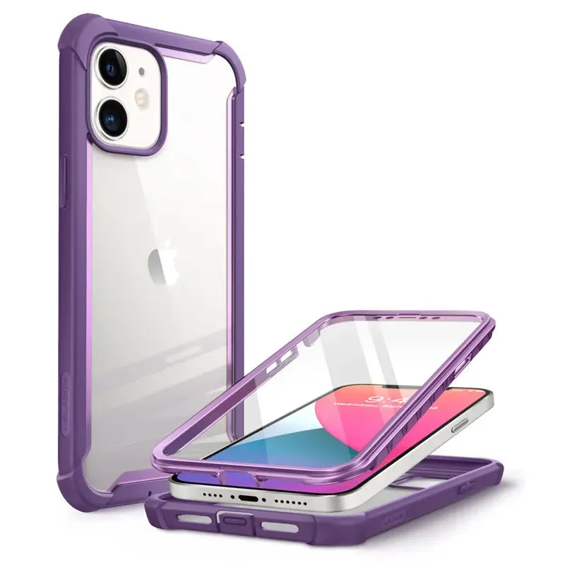 For Iphone 12 Mini 5.4 Inch 2020 Release Ares Full-Body Rugged Clear Bumper Case With Built-In Screen Protector