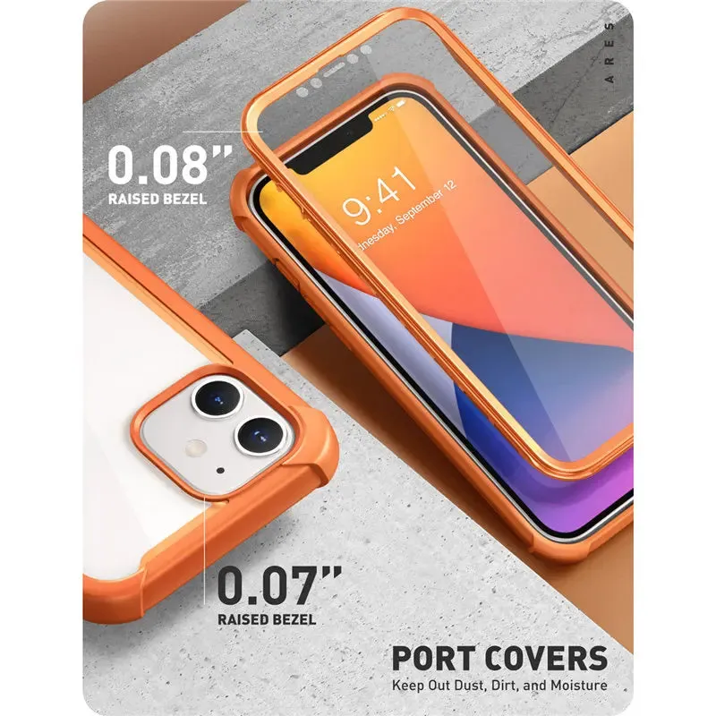 For Iphone 12 Mini 5.4 Inch 2020 Release Ares Full-Body Rugged Clear Bumper Case With Built-In Screen Protector