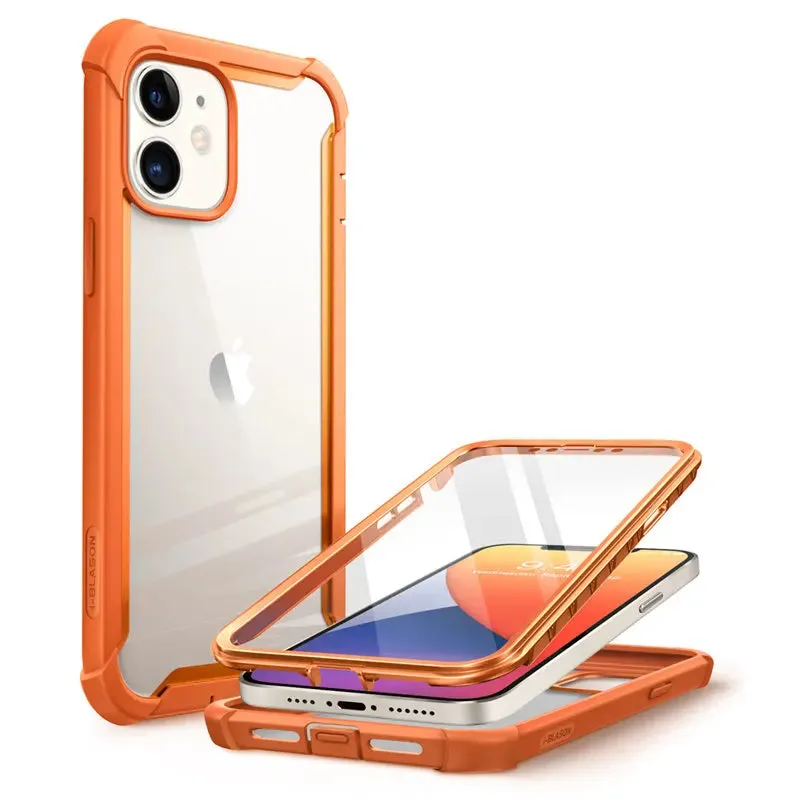 For Iphone 12 Mini 5.4 Inch 2020 Release Ares Full-Body Rugged Clear Bumper Case With Built-In Screen Protector