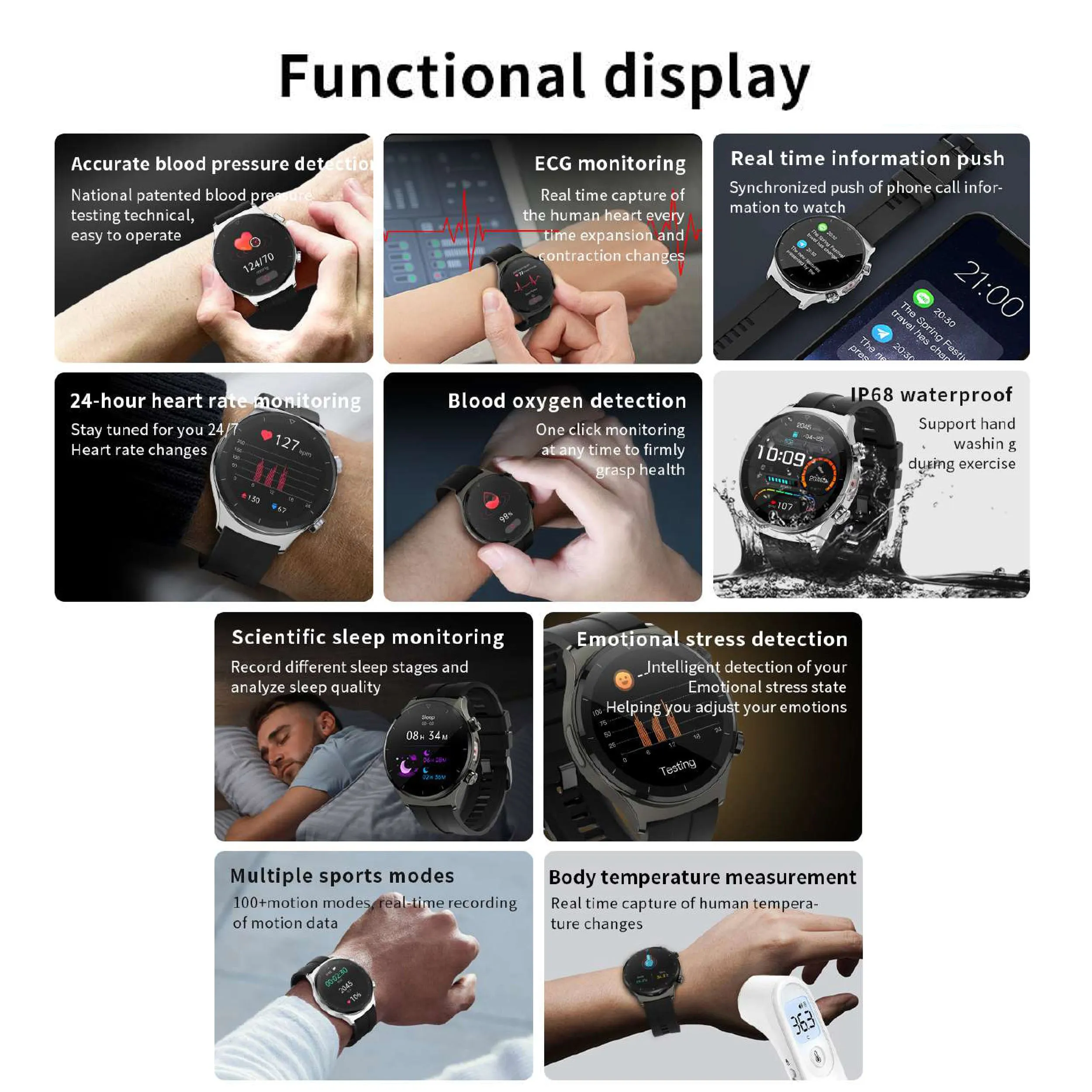 G5 Blood Pressure Smartwatch - Health Sleep Monitoring Life Assistant - FDA Approved