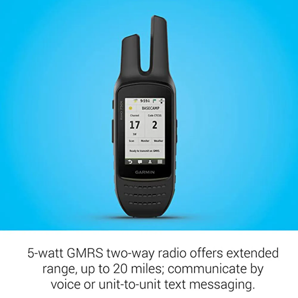 Garmin Rino 750t Two-Way Radio with Touchscreen and Topo Mapping GPS Navigator - 010-01958-30