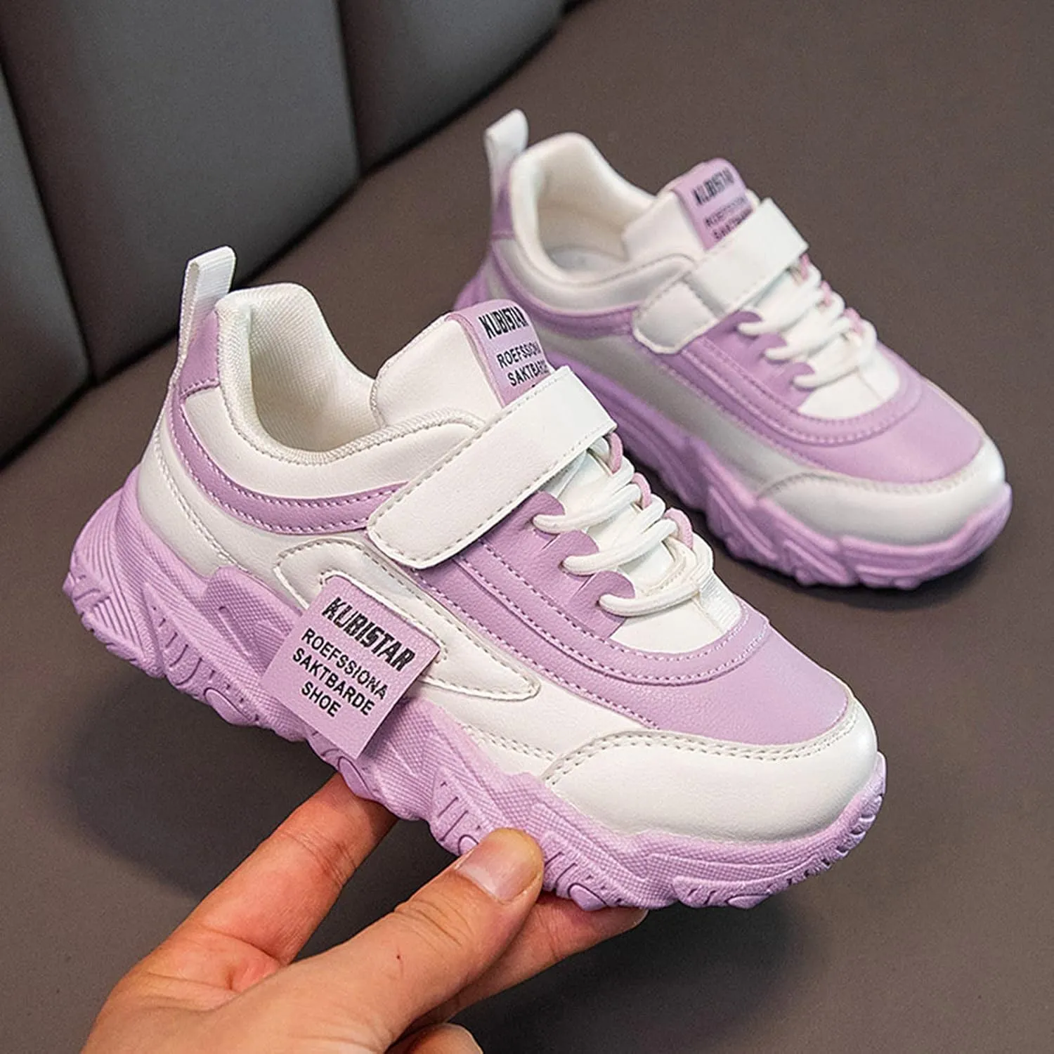Girls Boys Basketball Shoes Kids Athletic Running Walking Shoes Lace-up Non-Slip Soft Tennis Sport Active Sneaker