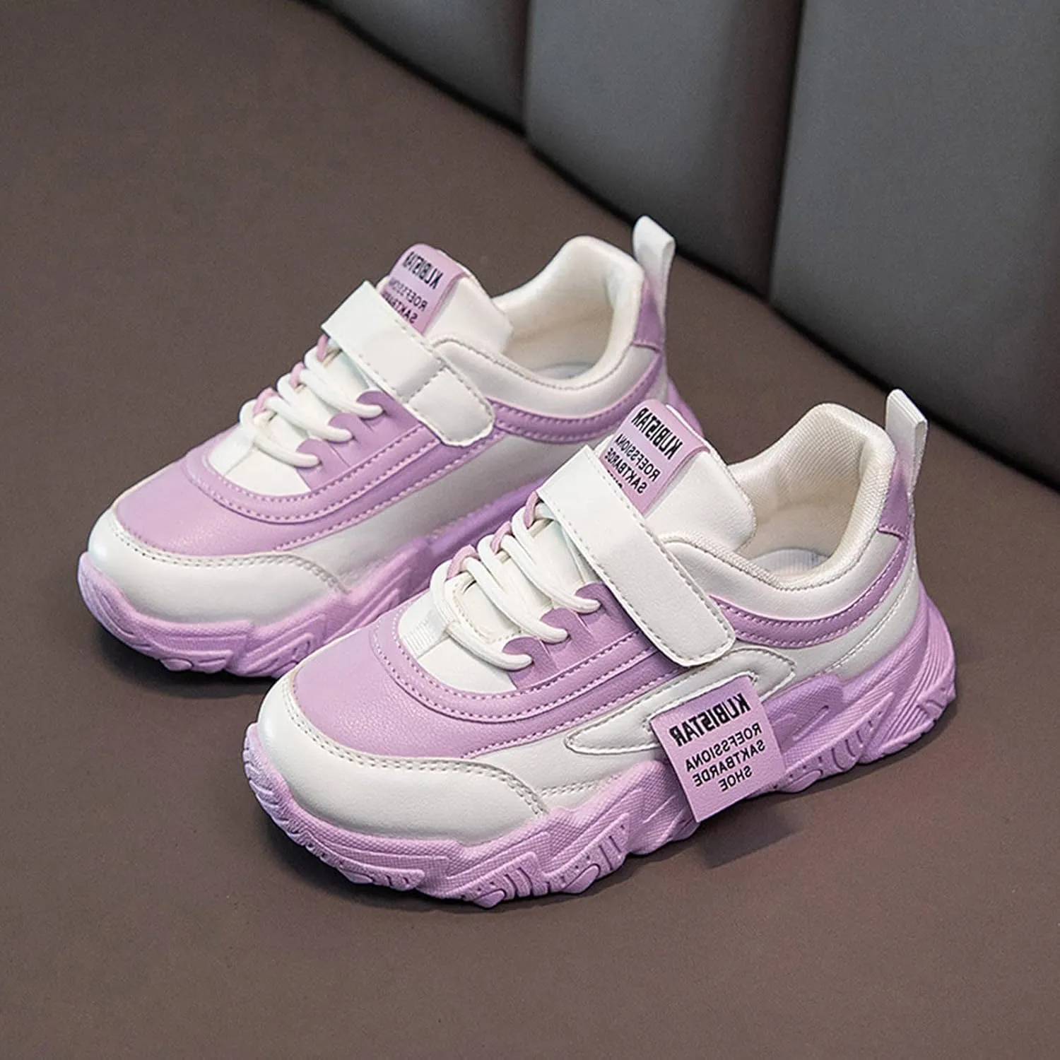 Girls Boys Basketball Shoes Kids Athletic Running Walking Shoes Lace-up Non-Slip Soft Tennis Sport Active Sneaker