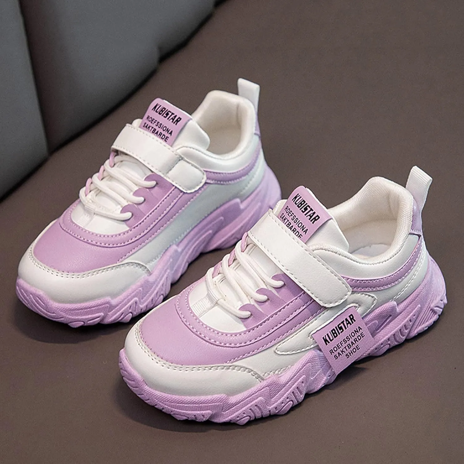 Girls Boys Basketball Shoes Kids Athletic Running Walking Shoes Lace-up Non-Slip Soft Tennis Sport Active Sneaker