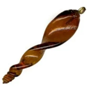 Golden Brown Twisted Glass Pendant on wire with loop. Pkg 1. B11-YO-0519