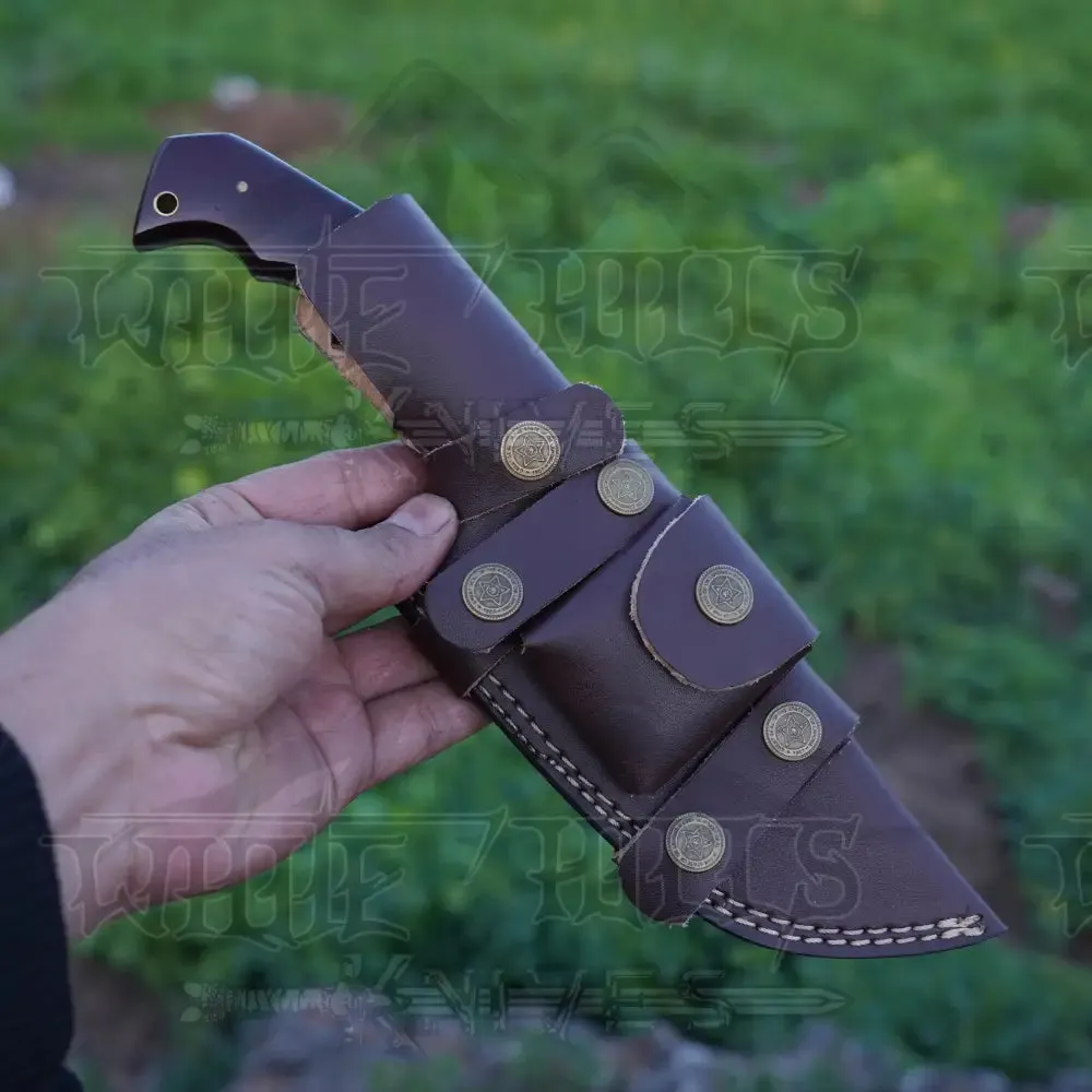 Handmade Forged Damascus Steel Tracker Knife - Hunting Camping Knife With Resin Handle