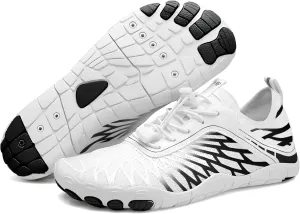 HF Barefoot Shoes,Breathable Wide Toe Box Shoe Men Women, Non - Slip, Minimalist Athletic Footwear, Walking and Daily Wear White/Green