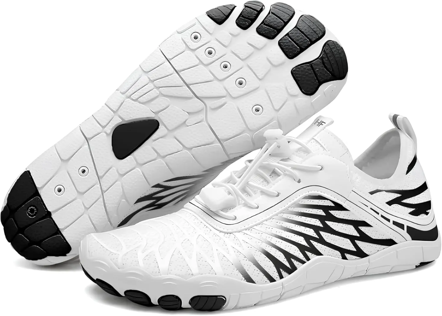 HF Barefoot Shoes,Breathable Wide Toe Box Shoe Men Women, Non - Slip, Minimalist Athletic Footwear, Walking and Daily Wear White/Green