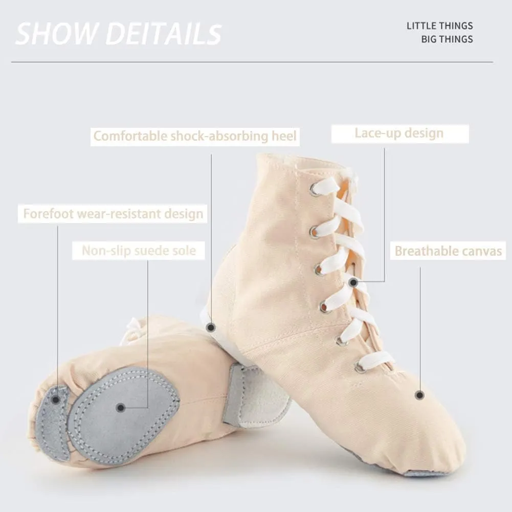 HIPPOSEUS Canvas Over The Ankle Lace Up Jazz Boots Ballroom Modern Dance Shoes for Women and Men
