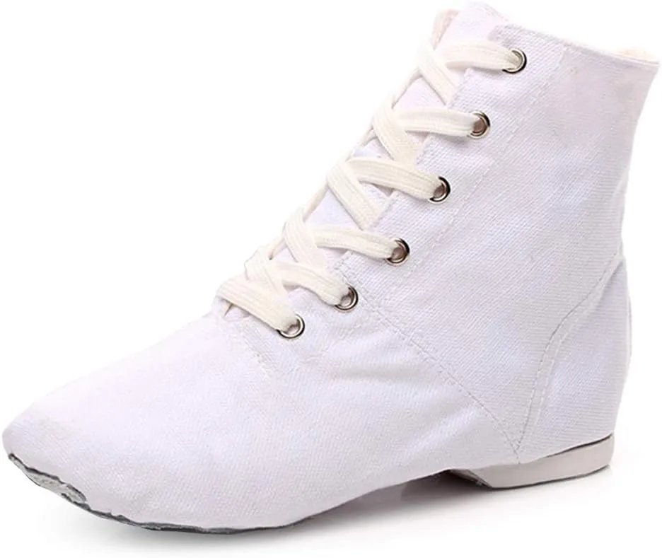 HIPPOSEUS Canvas Over The Ankle Lace Up Jazz Boots Ballroom Modern Dance Shoes for Women and Men