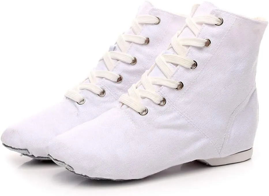 HIPPOSEUS Canvas Over The Ankle Lace Up Jazz Boots Ballroom Modern Dance Shoes for Women and Men