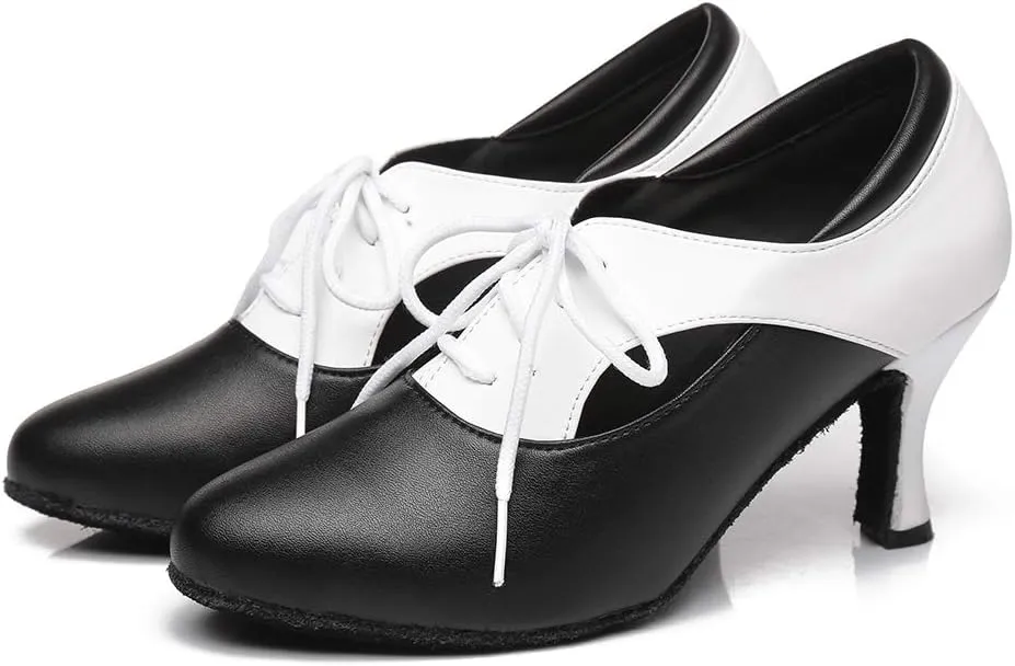 HROYL Women Ballroom Dance Shoes Lace-up Latin Salsa Practice Dance Shoes,YCL318