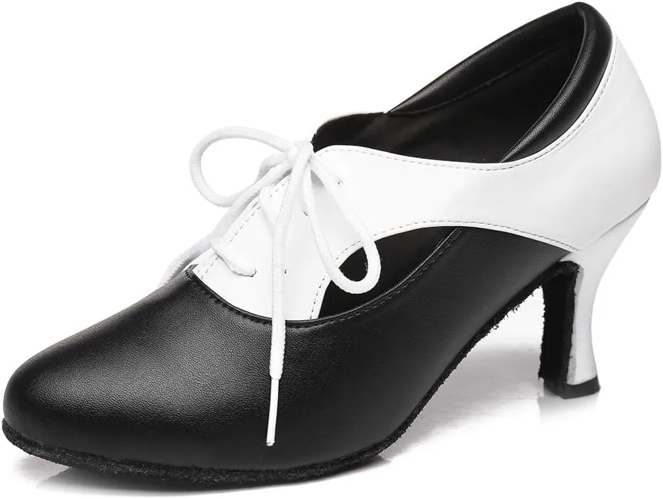 HROYL Women Ballroom Dance Shoes Lace-up Latin Salsa Practice Dance Shoes,YCL318