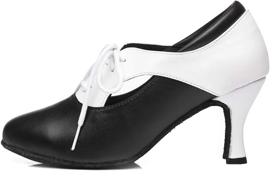 HROYL Women Ballroom Dance Shoes Lace-up Latin Salsa Practice Dance Shoes,YCL318