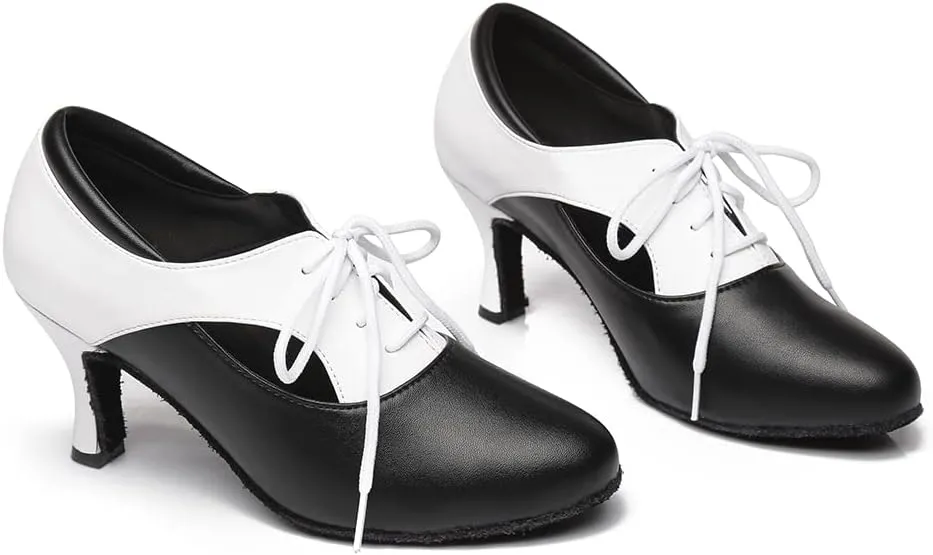 HROYL Women Ballroom Dance Shoes Lace-up Latin Salsa Practice Dance Shoes,YCL318