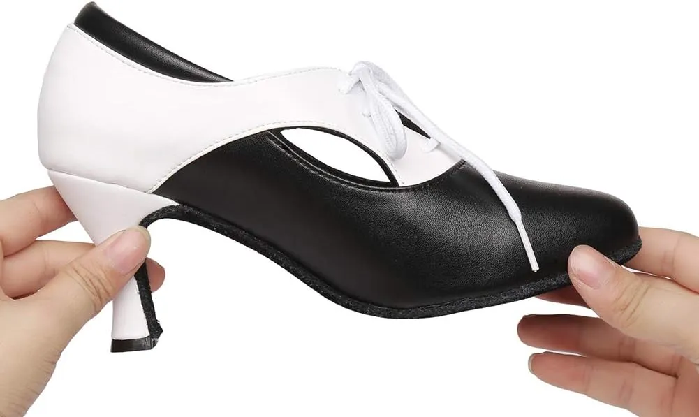 HROYL Women Ballroom Dance Shoes Lace-up Latin Salsa Practice Dance Shoes,YCL318