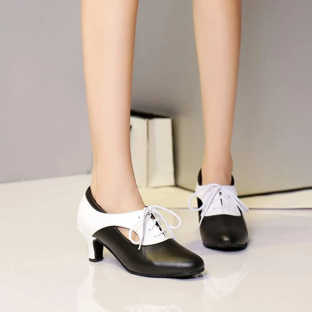 HROYL Women Ballroom Dance Shoes Lace-up Latin Salsa Practice Dance Shoes,YCL318