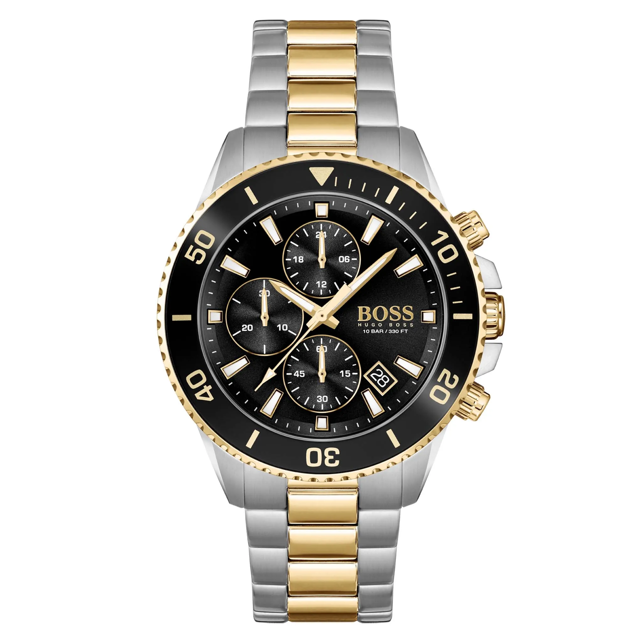 Hugo Boss Two-Tone Black Dial Steel Men's Chronograph Watch - 1513908